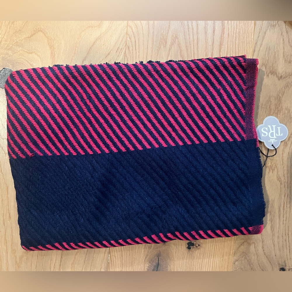 Navy and pink super soft blanket scarf